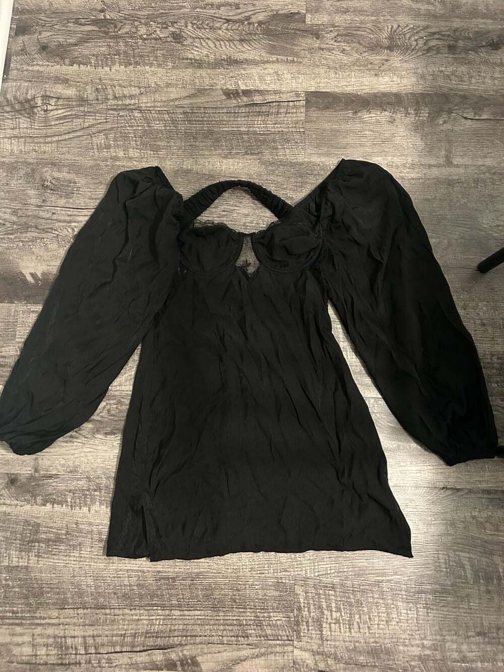 Princess Polly Black Long Sleeve Lace Trim Mini Dress